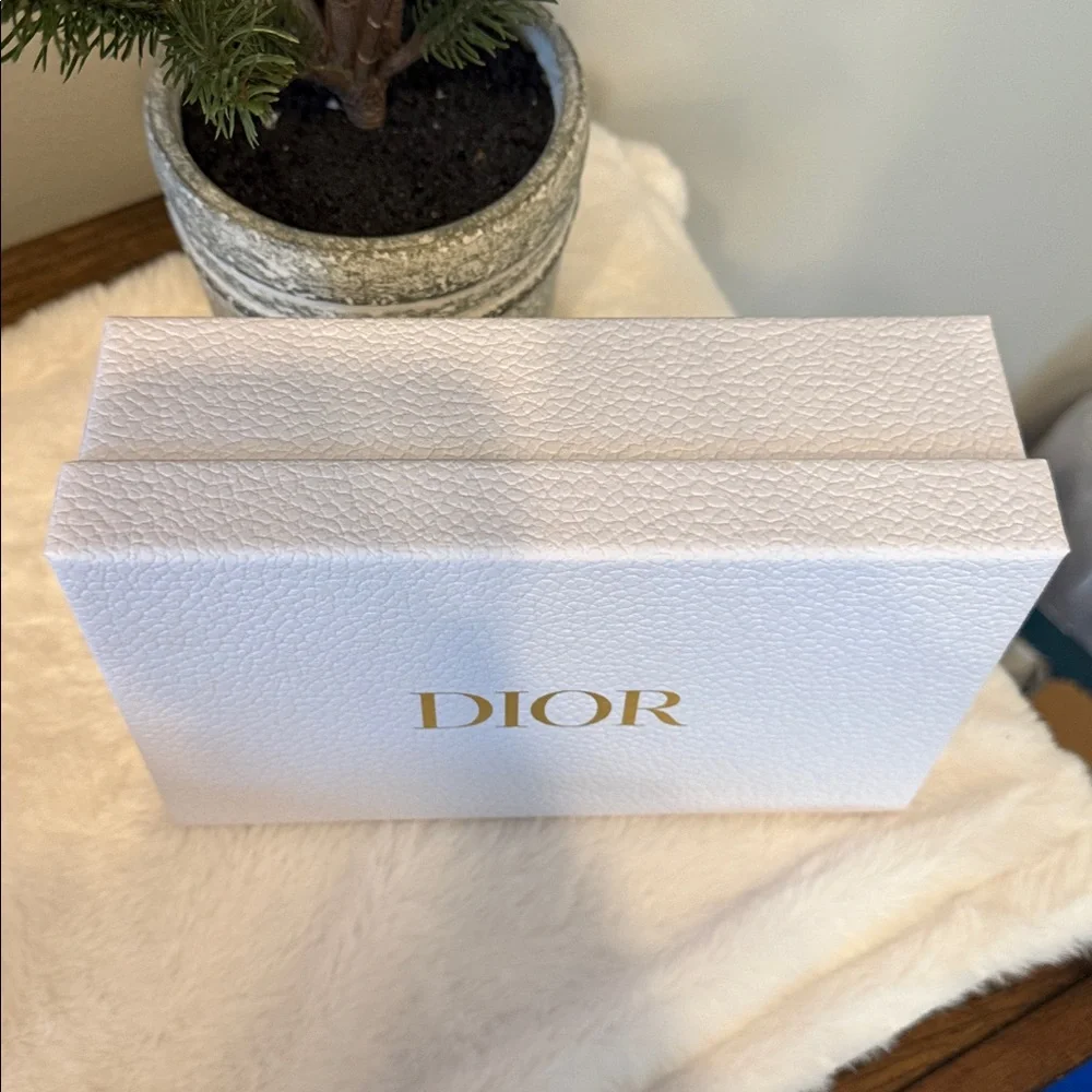 Dior Textured Empty White Box‎ with Gold Logo and Dior Ribbon 8.5 x 6 x 3